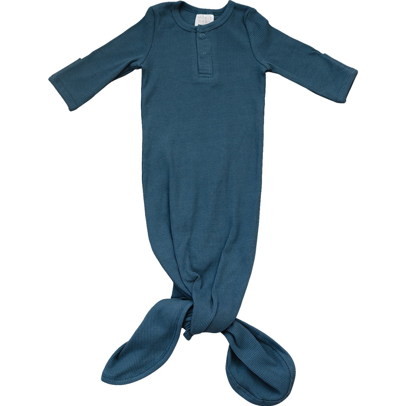 Navy Organic Cotton Ribbed Knot Gown | Milk & Baby
