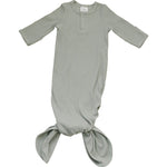 Sage Organic Cotton Ribbed Knot Gown | Milk & Baby