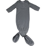 Grey Organic Cotton Ribbed Knot Gown | Milk & Baby