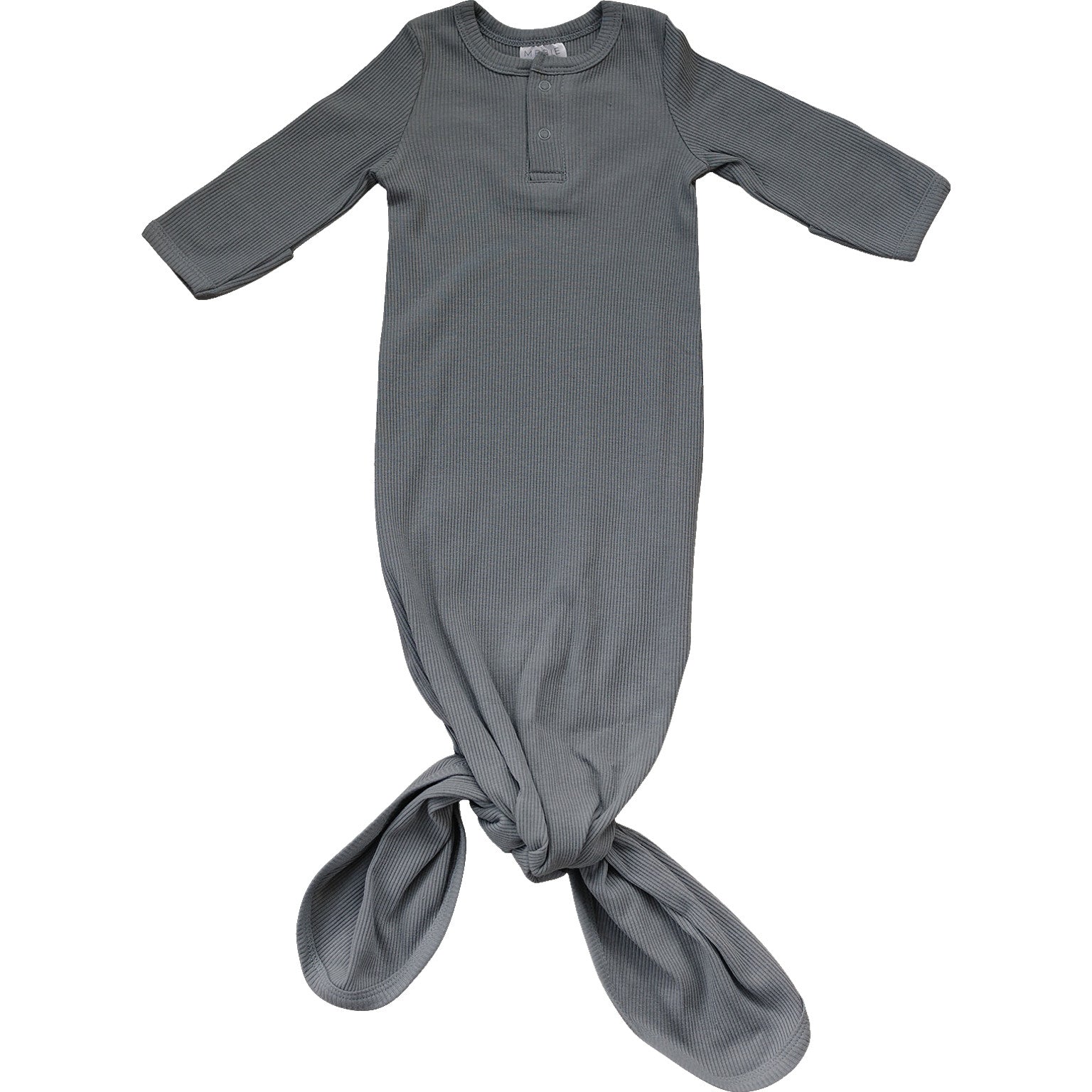 Grey Organic Cotton Ribbed Knot Gown | Milk & Baby