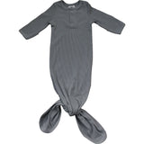 Grey Organic Cotton Ribbed Knot Gown | Milk & Baby