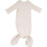 Vanilla Organic Cotton Ribbed Knot Gown | Milk & Baby