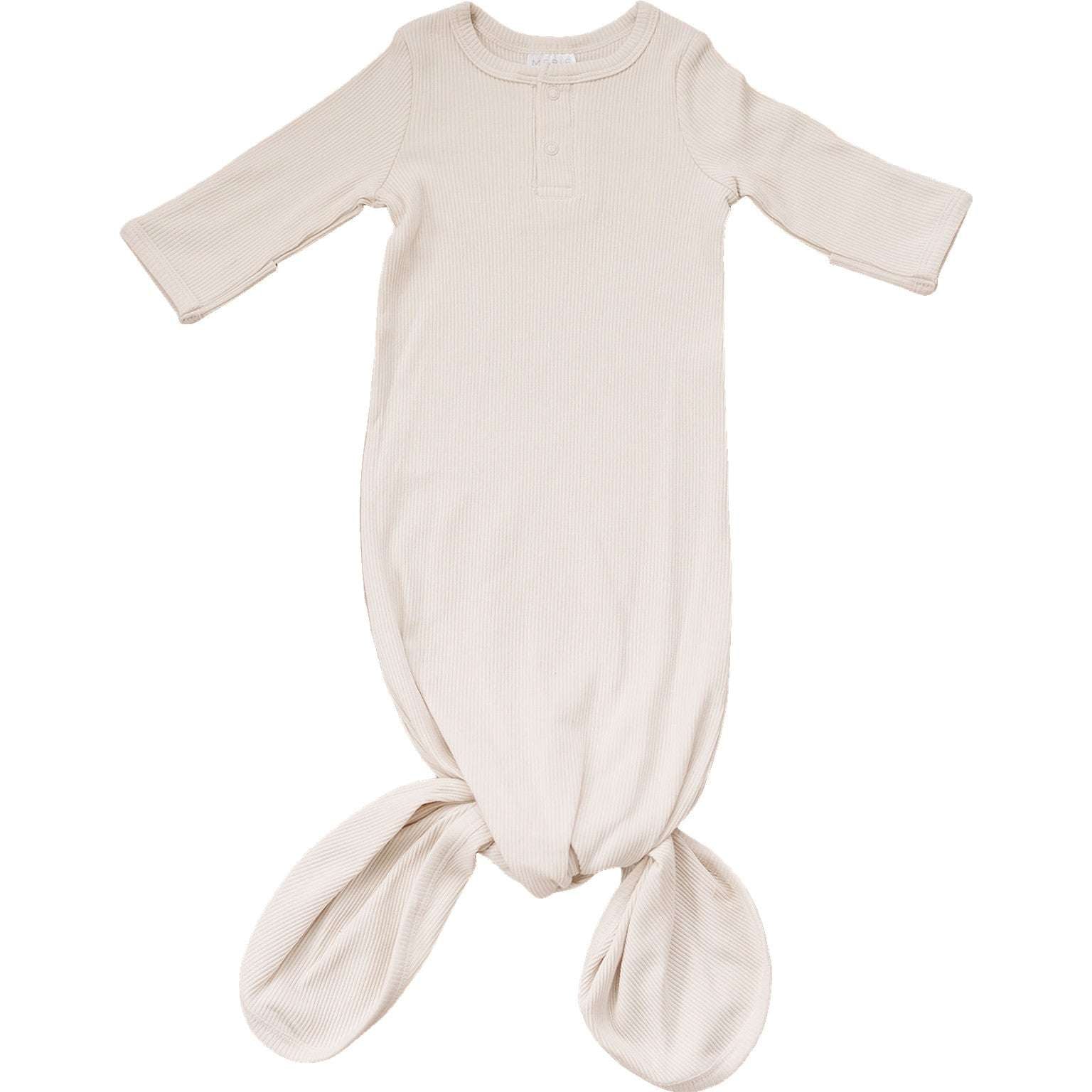 Vanilla Organic Cotton Ribbed Knot Gown | Milk & Baby