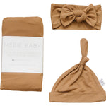 Mustard Bamboo Hat or Head Wrap Set | Milk & Baby