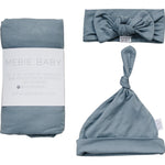 Dusty Blue Bamboo Hat or Head Wrap Set | Milk & Baby