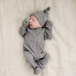 Grey Organic Ribbed Newborn Knot Hat | Milk & Baby