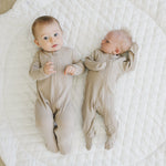 Oatmeal Organic Cotton Ribbed Zipper | Milk & Baby