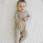 Oatmeal Organic Cotton Ribbed Zipper | Milk & Baby