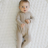 Oatmeal Organic Cotton Ribbed Zipper | Milk & Baby