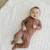 Dusty Rose Organic Cotton Ribbed Zipper | Milk & Baby