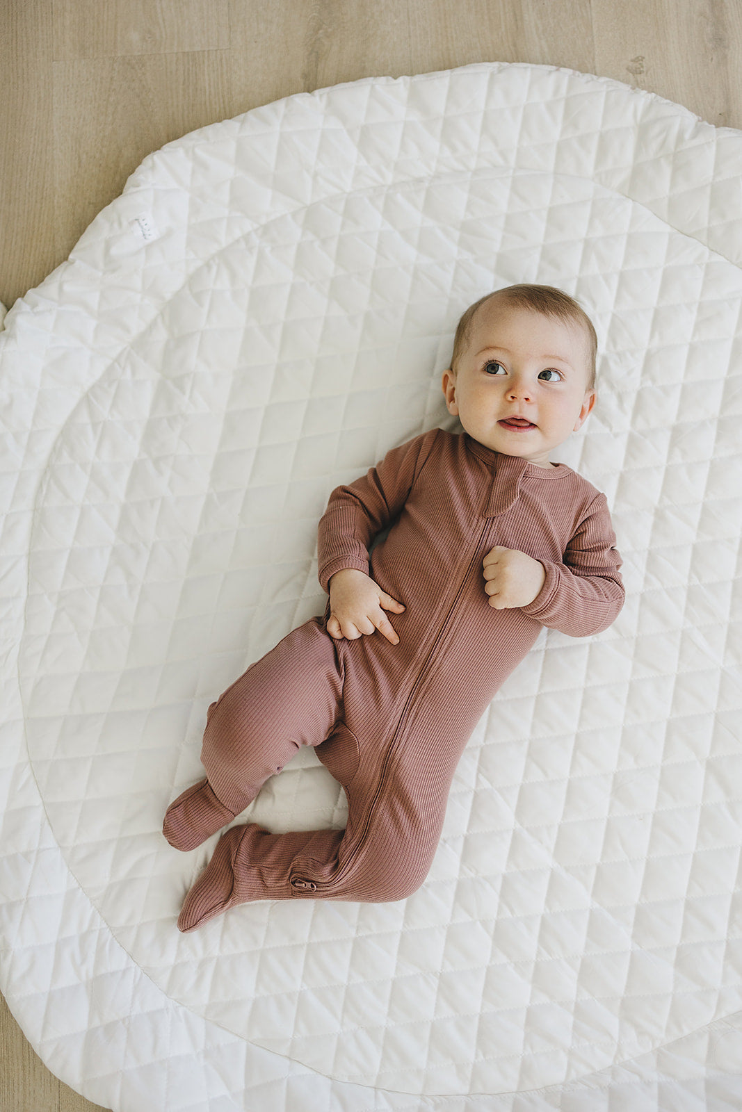 Dusty Rose Organic Cotton Ribbed Zipper | Milk & Baby