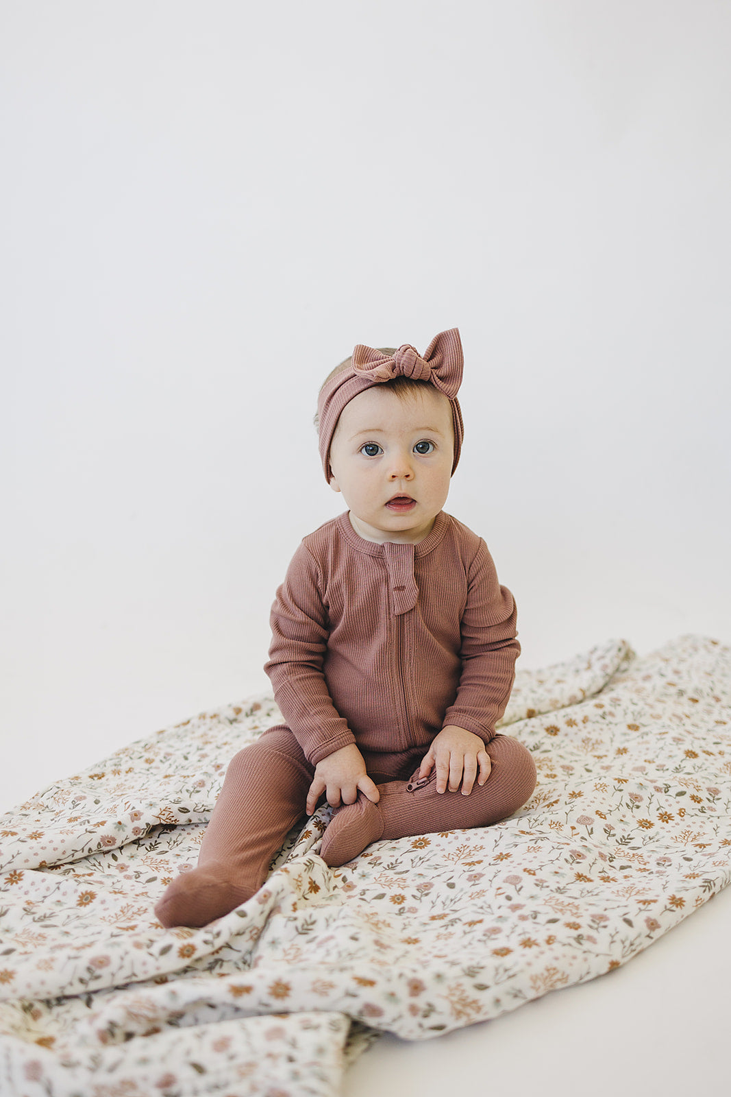 Dusty Rose Organic Cotton Ribbed Zipper | Milk & Baby