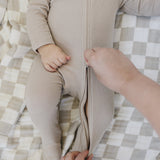 Oatmeal Organic Cotton Ribbed Zipper | Milk & Baby