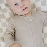 Oatmeal Organic Cotton Ribbed Zipper | Milk & Baby