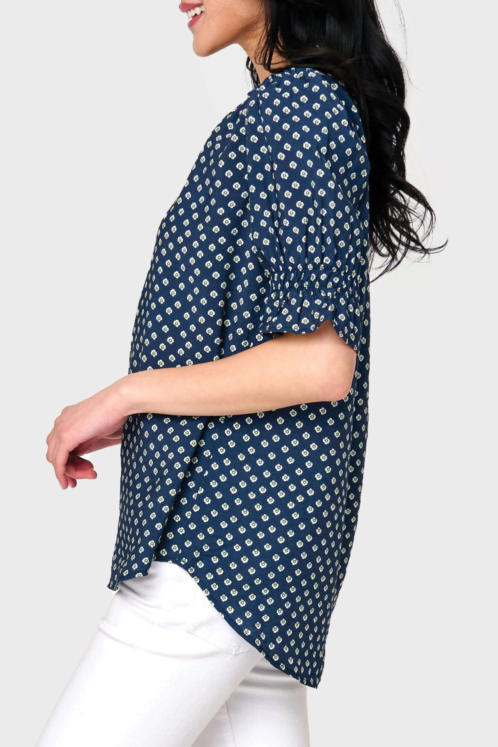 Dianthus Henley Puff Sleeve Blouse | Milk & Baby