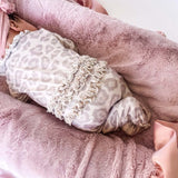 Natural Leopard | Convertible Ruffle Bamboo Zip Footie
