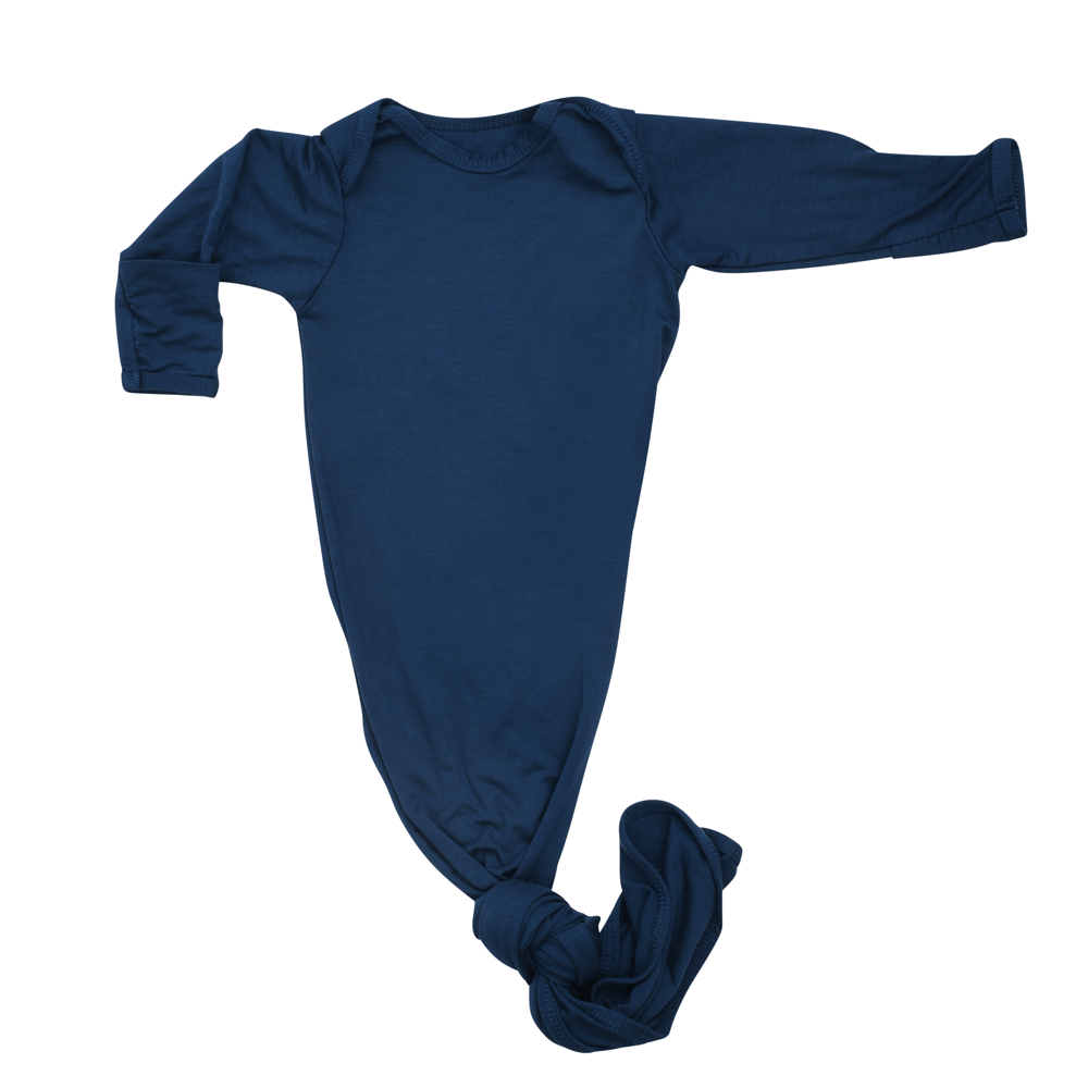 Navy Knotted Newborn Gown | Milk & Baby