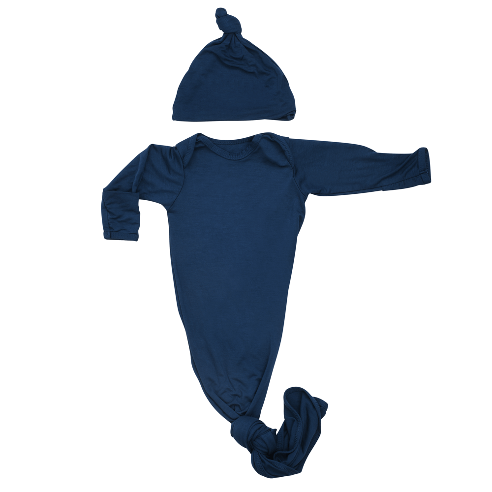 Navy Knotted Newborn Gown | Milk & Baby
