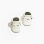 Newborn Bright White Moccasin Baby Shoe | Milk & Baby