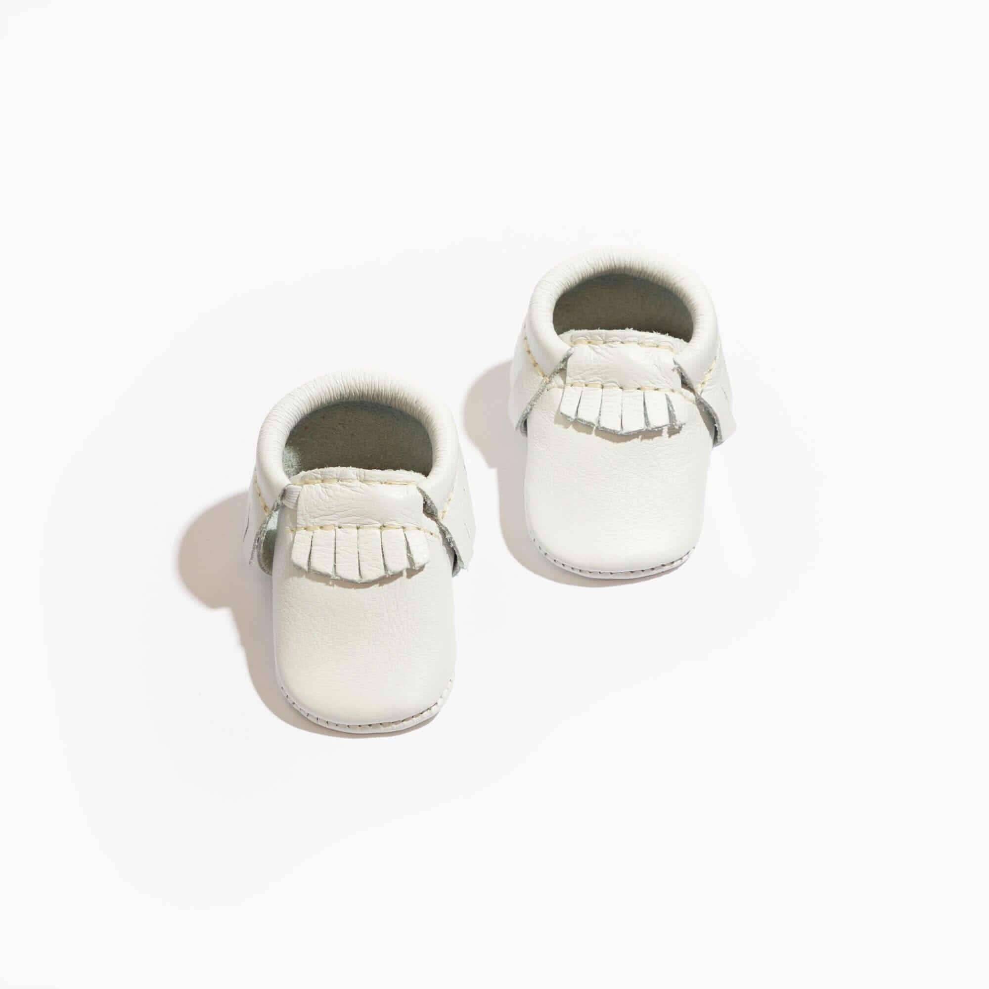 Newborn Bright White Moccasin Baby Shoe | Milk & Baby