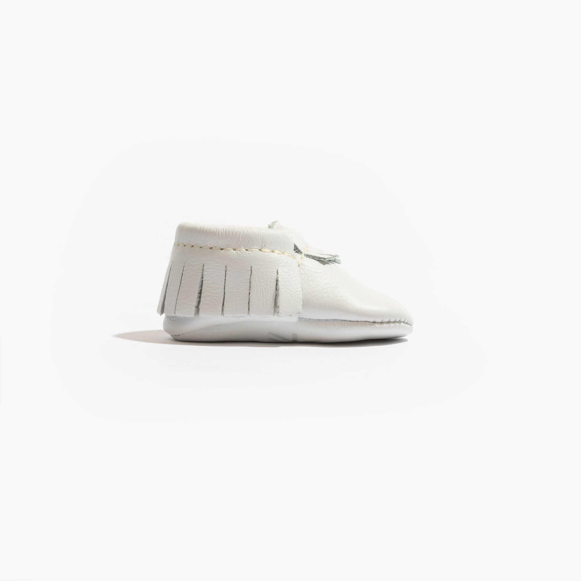 Newborn Bright White Moccasin Baby Shoe | Milk & Baby