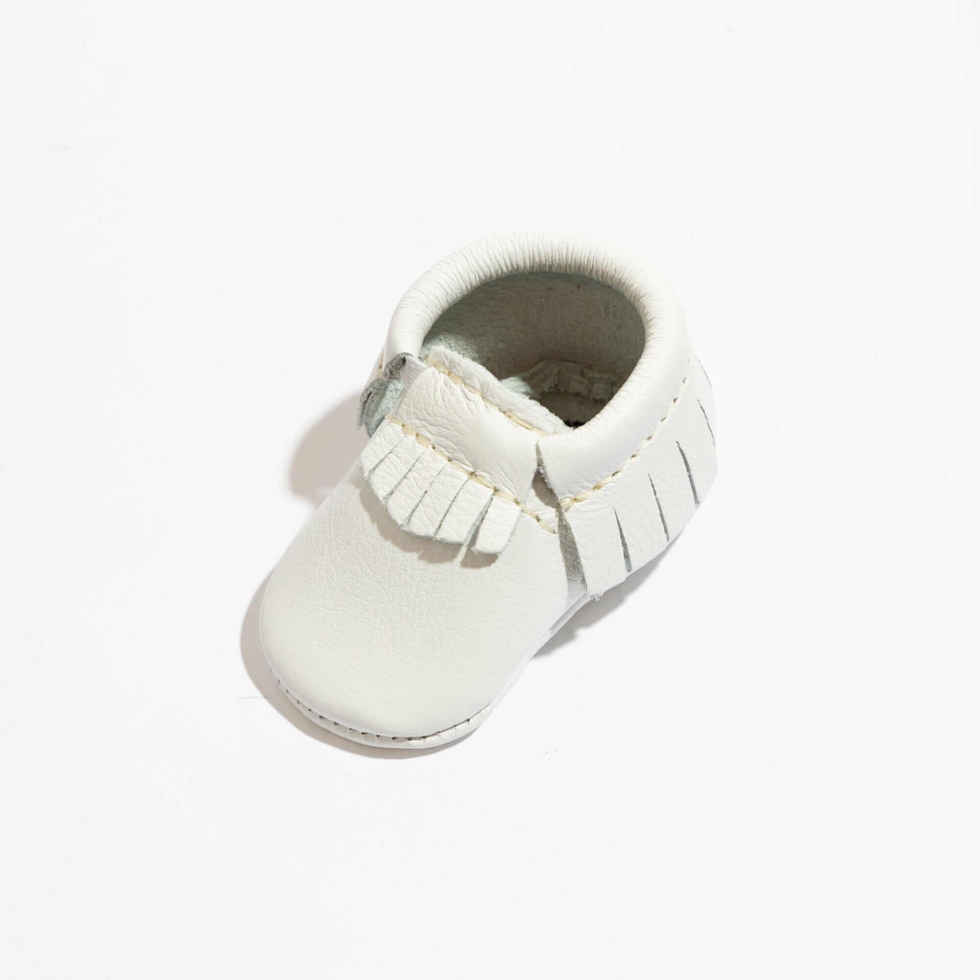 Newborn Bright White Moccasin Baby Shoe | Milk & Baby