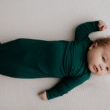 Forest Green Knotted Newborn Baby Gown
