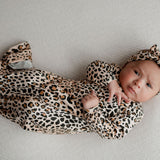 Leopard Knotted Newborn Baby Gown