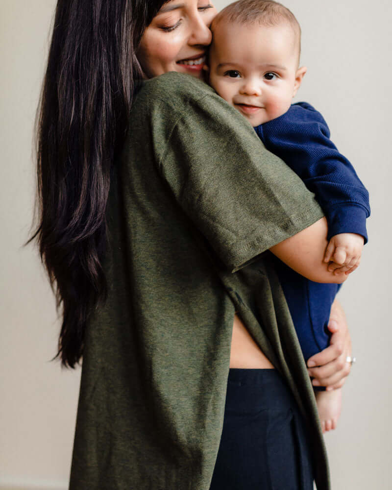 Everyday Every Way Maternity to Nursing V-Neck Tee | Heather Forest | Milk & Baby