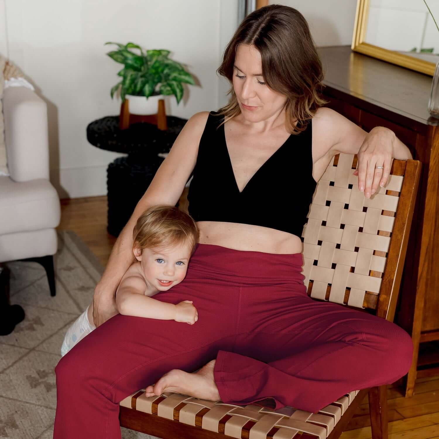 Stretch Rib Knit Maternity to Postpartum Flare Legging | Milk & Baby
