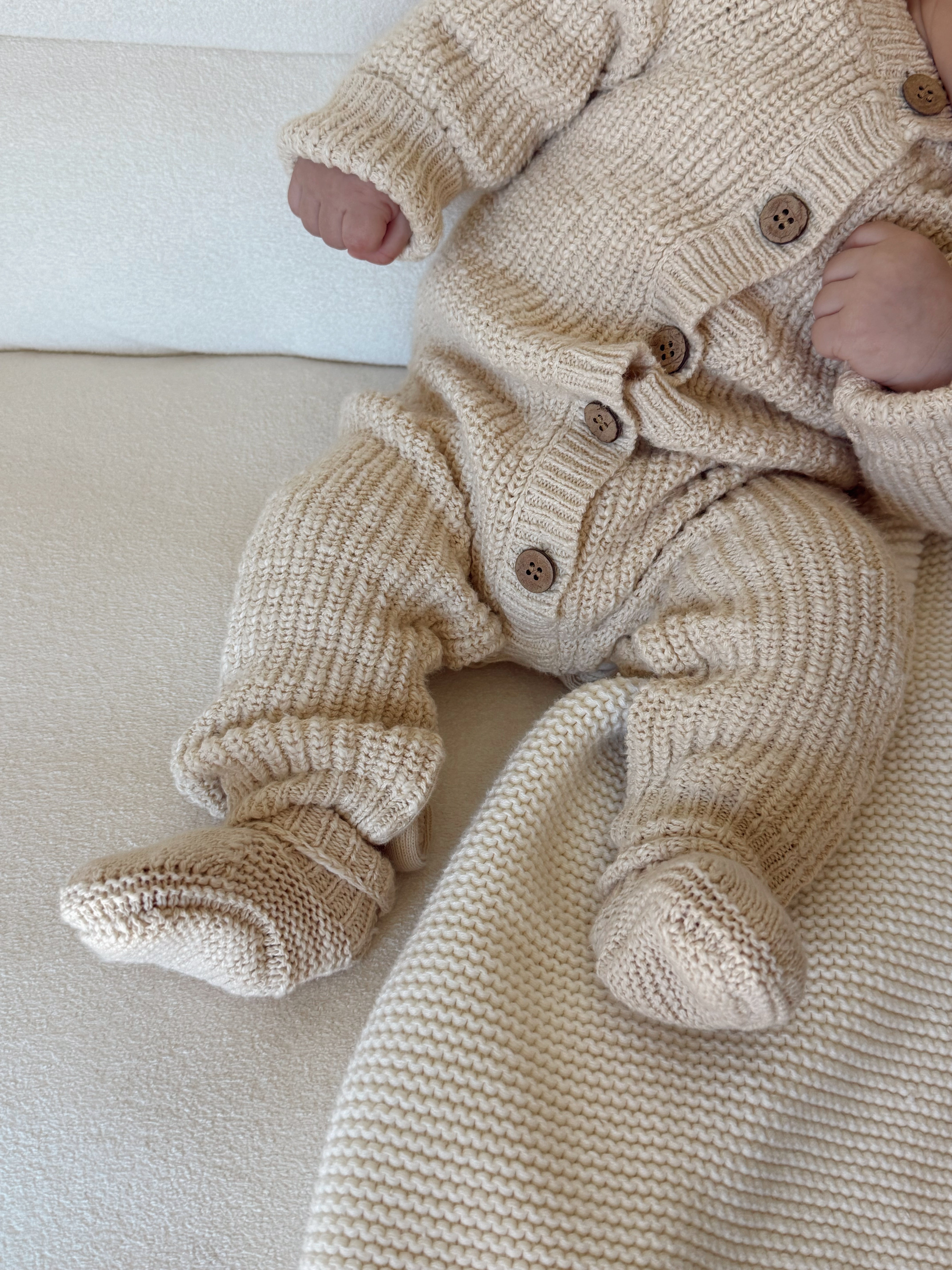 Classic Chunky Knit Jumpsuit | French Cream | Milk & Baby