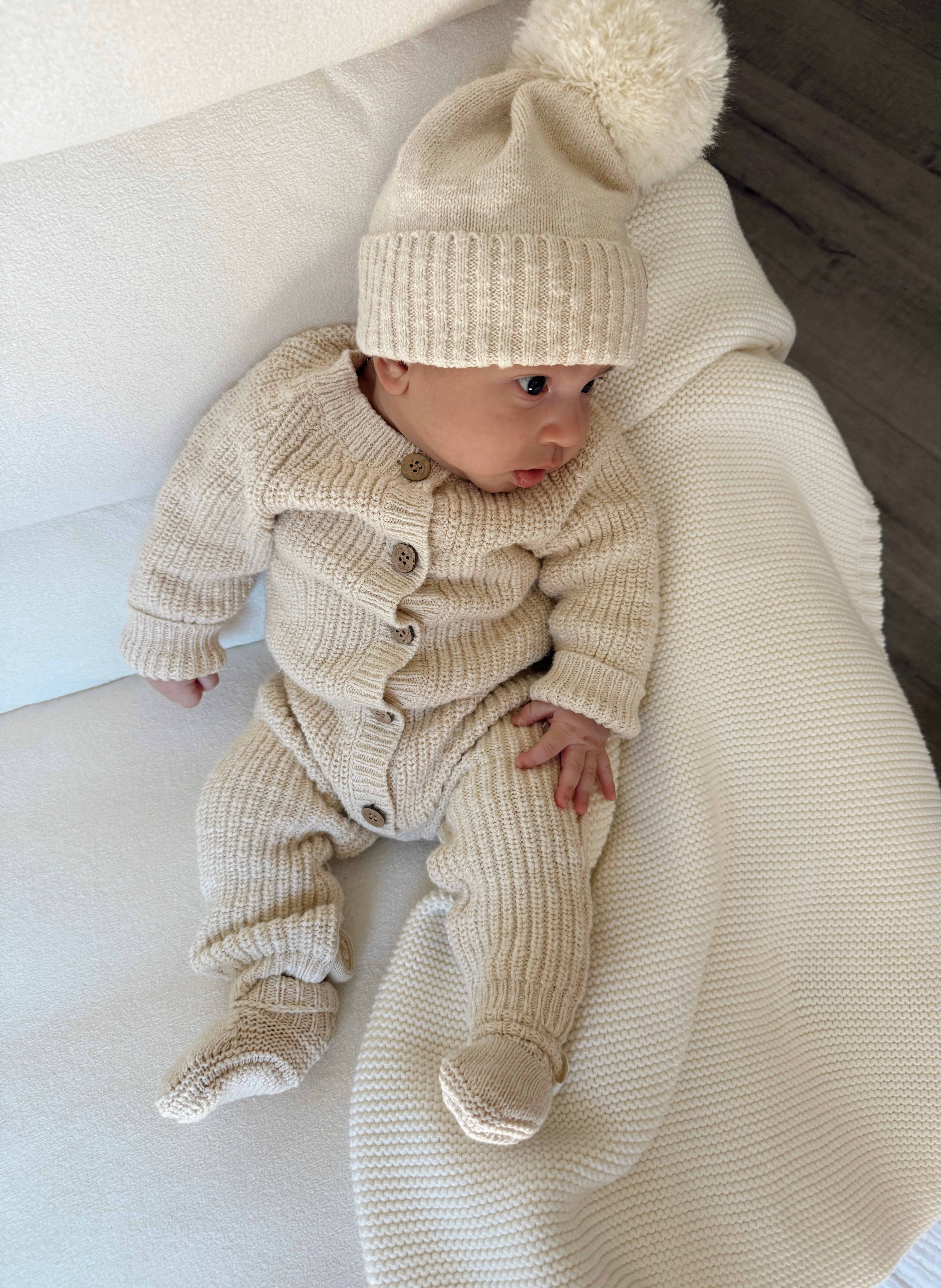 Classic Chunky Knit Jumpsuit | French Cream | Milk & Baby