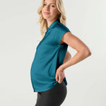 Short Sleeve Satin Maternity Shell Top with Concealed Nursing Zip | Milk & Baby