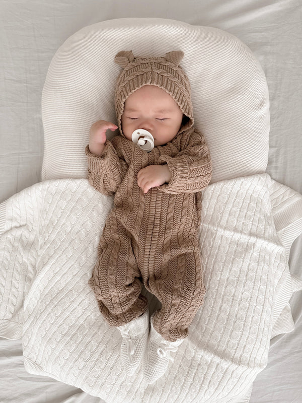 Luna + Luca Baby Bear Jumpsuit - Acorn Milk & Baby