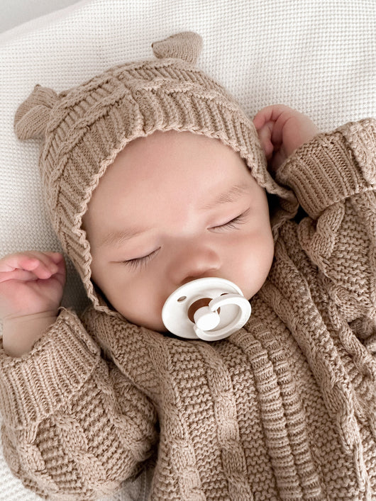 Luna + Luca Baby Bear Jumpsuit | Acorn Milk & Baby