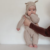 Luna + Luca Baby Bear Jumpsuit | Heather Beige Milk & Baby