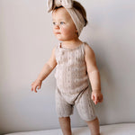Luna + Luca Pointelle Romper - Heather Beige | Milk & Baby