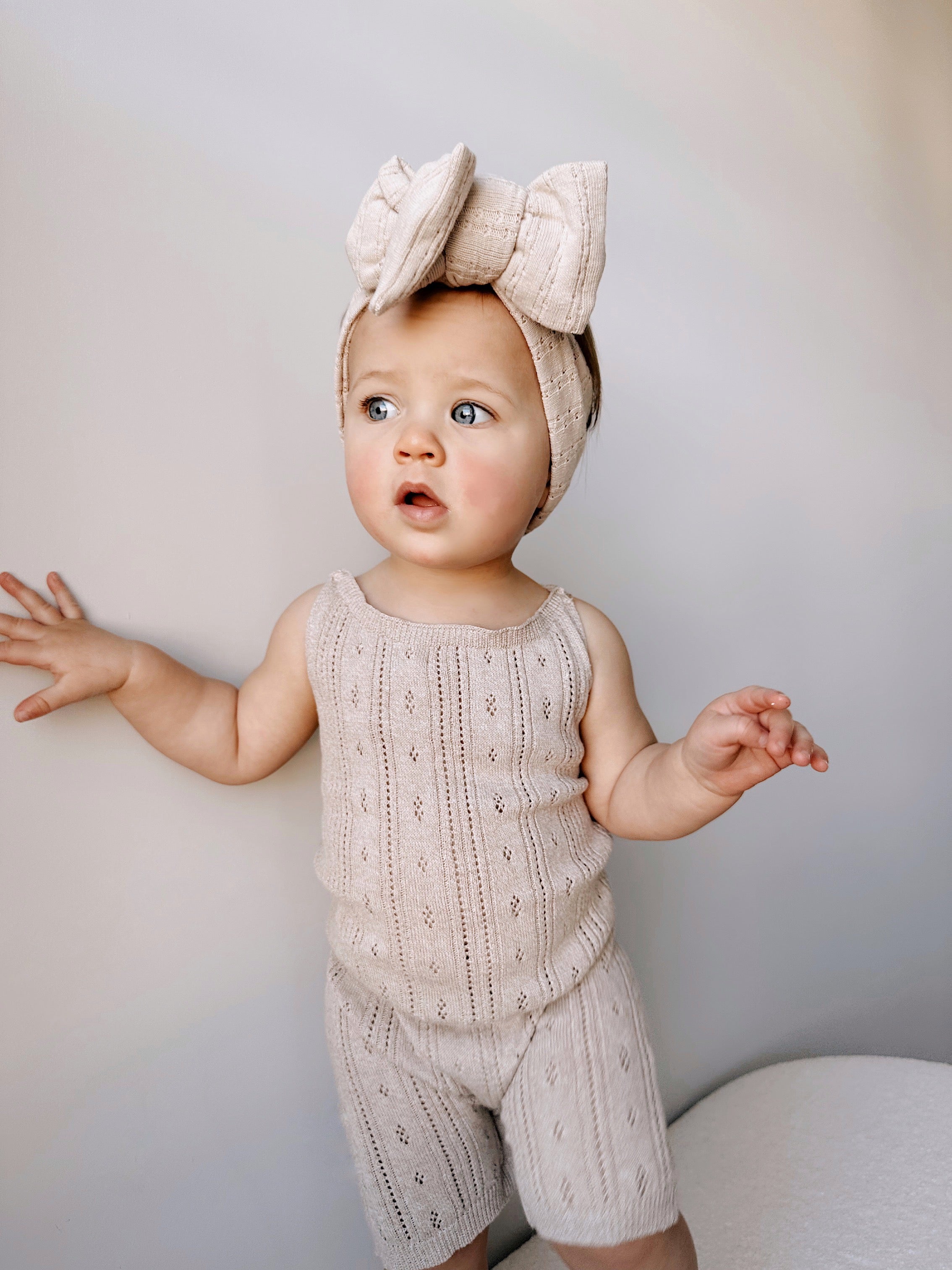 Luna + Luca Pointelle Romper - Heather Beige | Milk & Baby