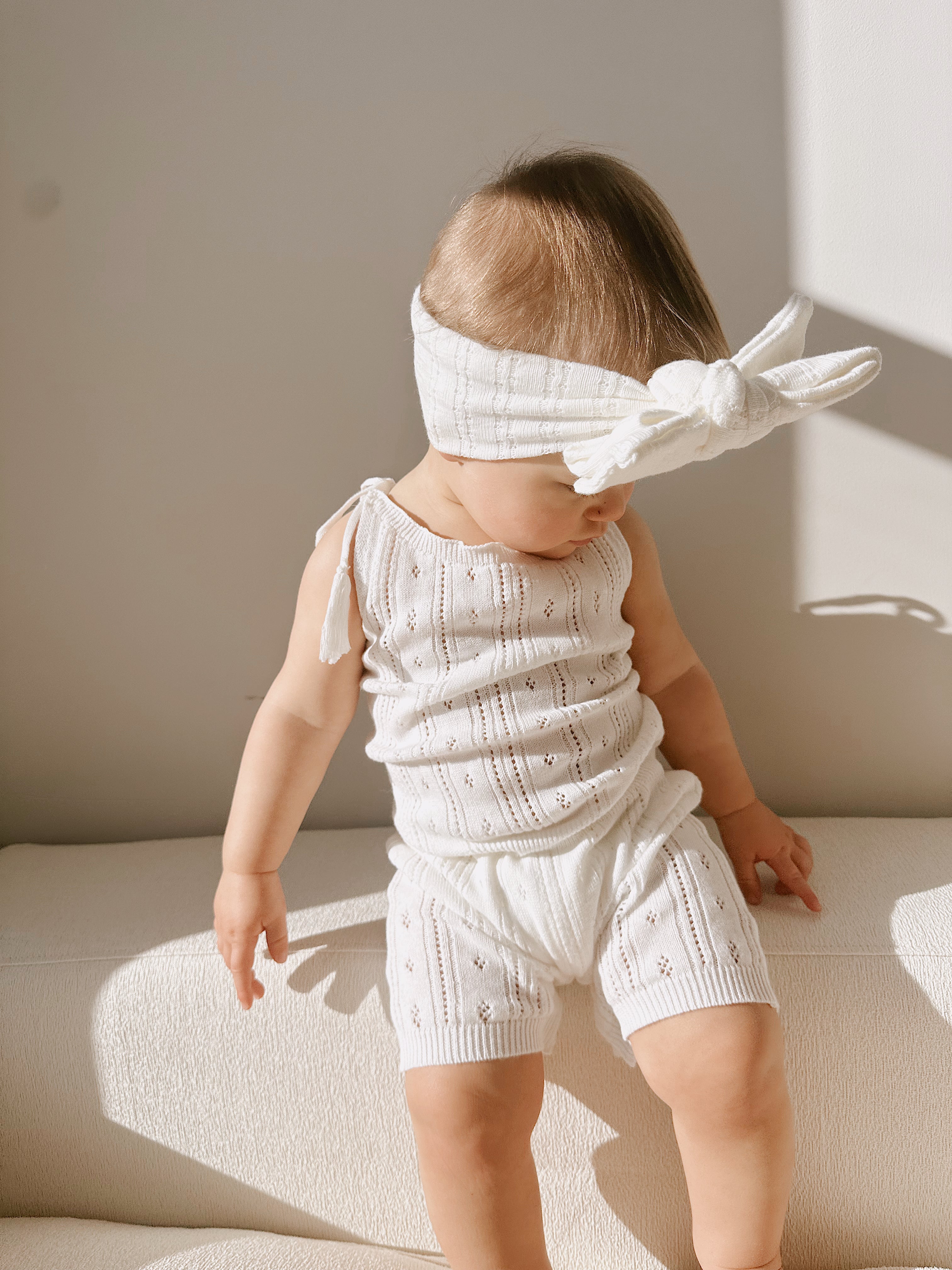 Luna + Luca Pointelle Romper - White | Milk & Baby