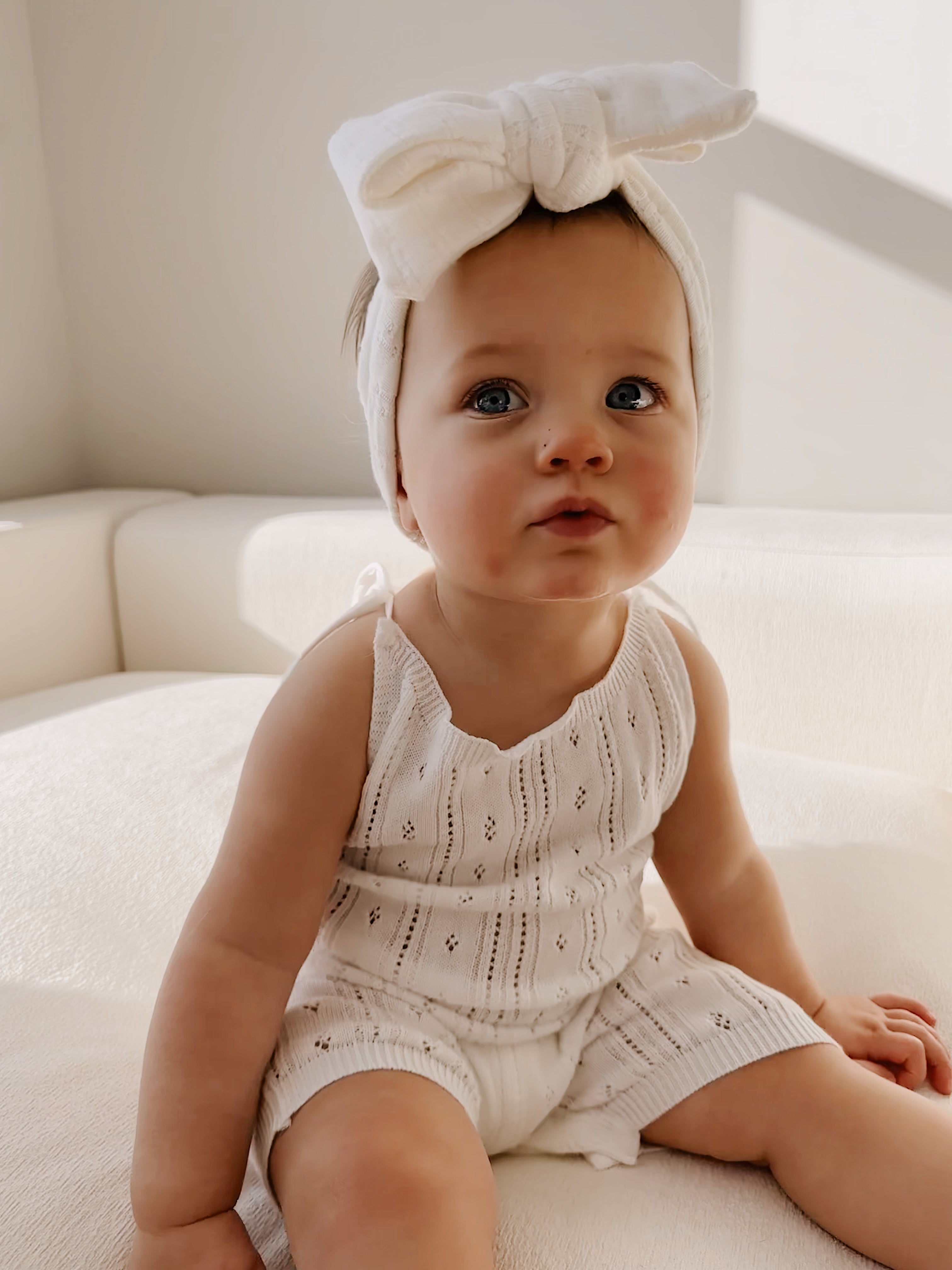 Luna + Luca Pointelle Romper - White | Milk & Baby