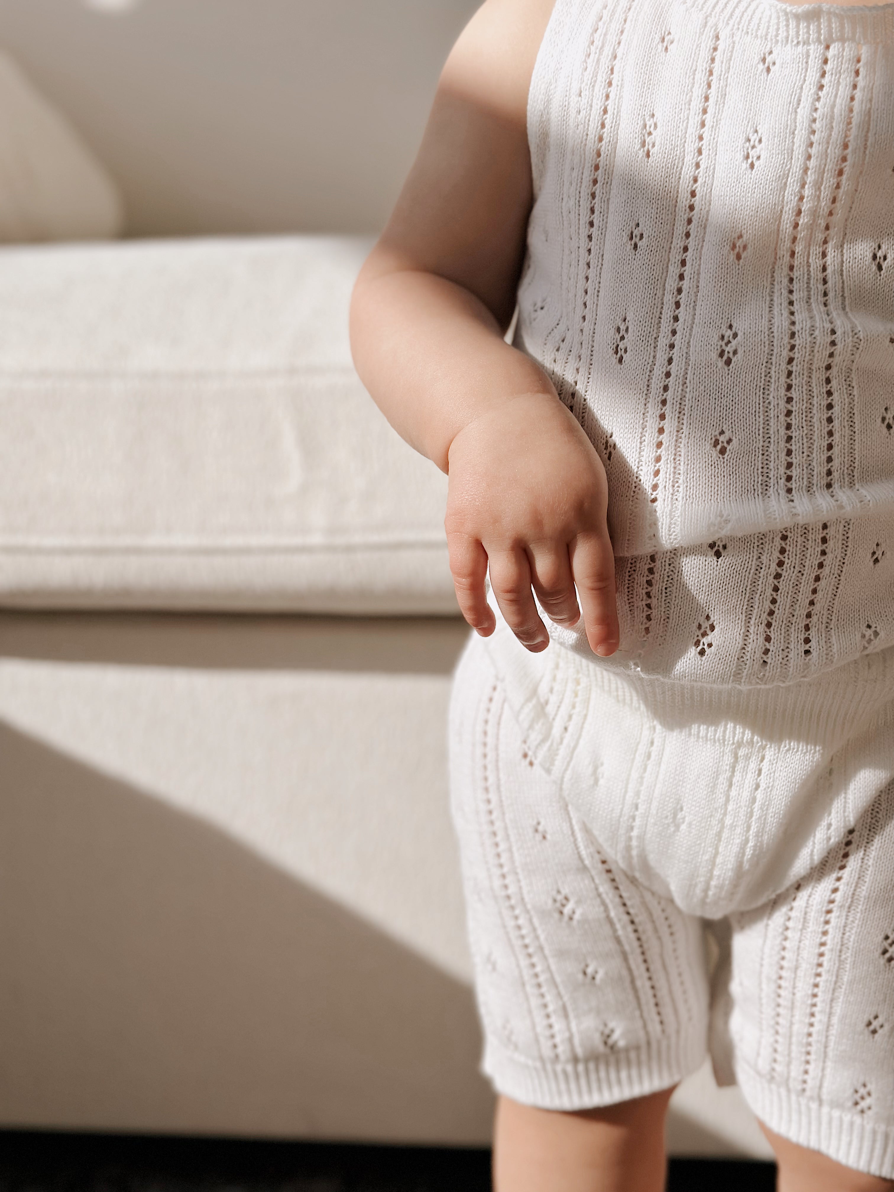 Luna + Luca Pointelle Romper - White | Milk & Baby