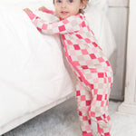 Dreamy Pink Checkers Dream Romper | Milk & Baby