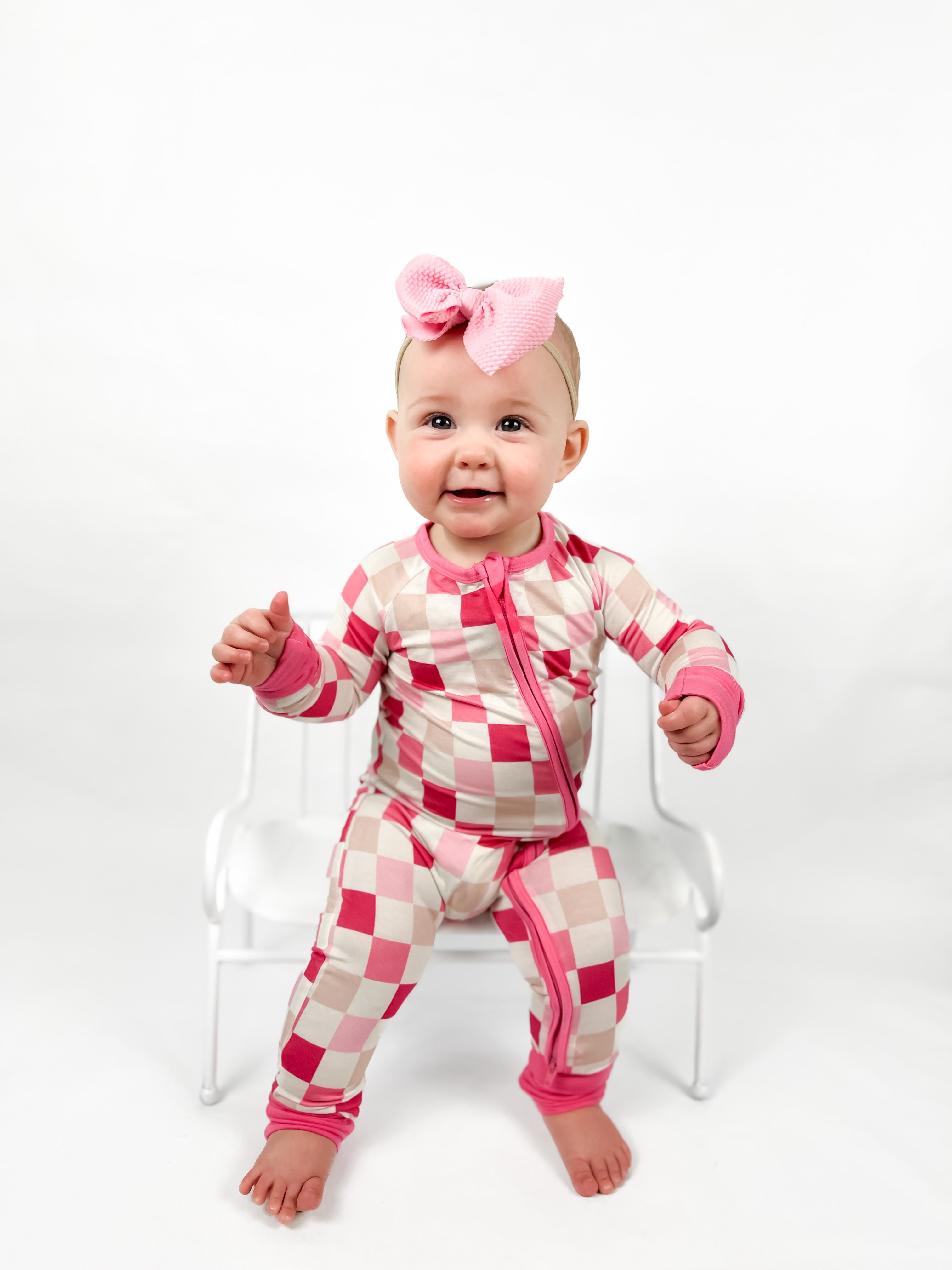 Dreamy Pink Checkers Dream Romper | Milk & Baby