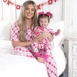 Dreamy Pink Checkers Women's Relaxed Flare Dream Set | Milk & Baby