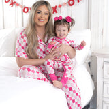Dreamy Pink Checkers Women's Relaxed Flare Dream Set | Milk & Baby