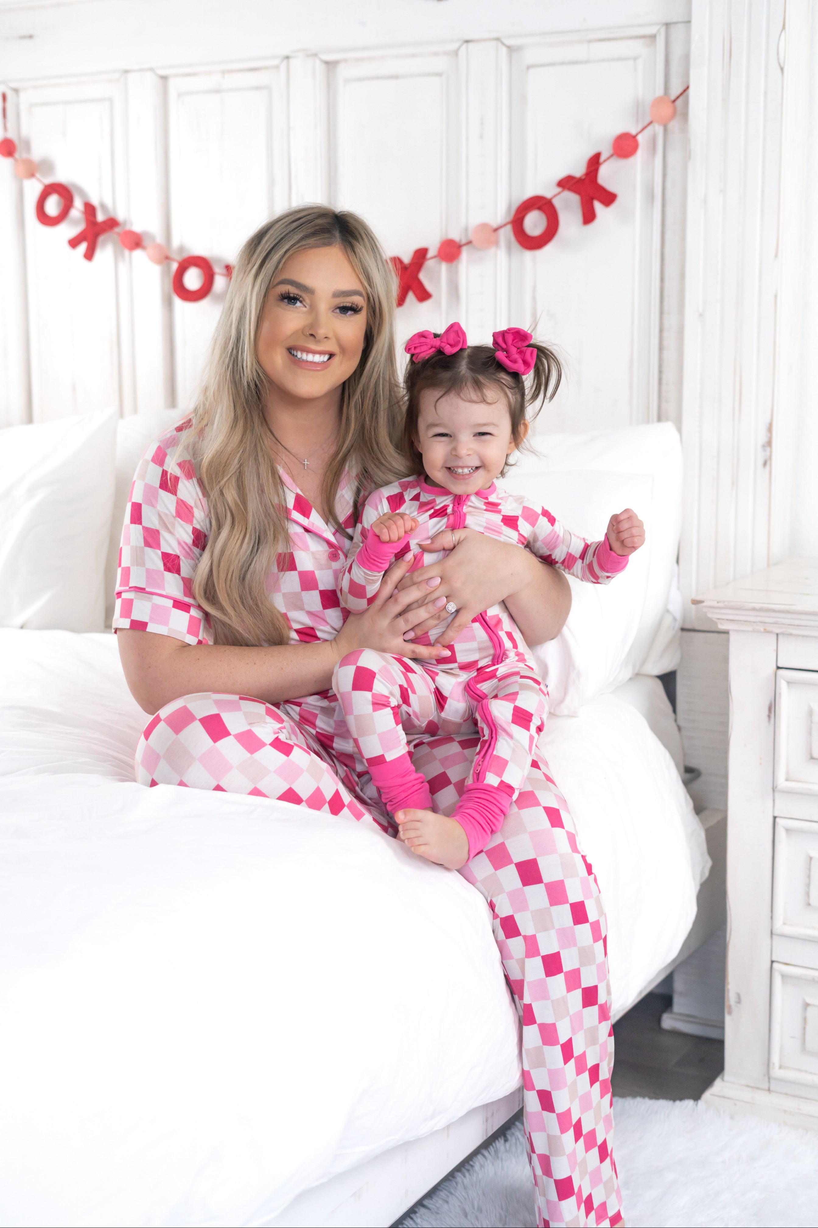 Dreamy Pink Checkers Women's Relaxed Flare Dream Set | Milk & Baby