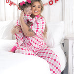 Dreamy Pink Checkers Women's Relaxed Flare Dream Set | Milk & Baby
