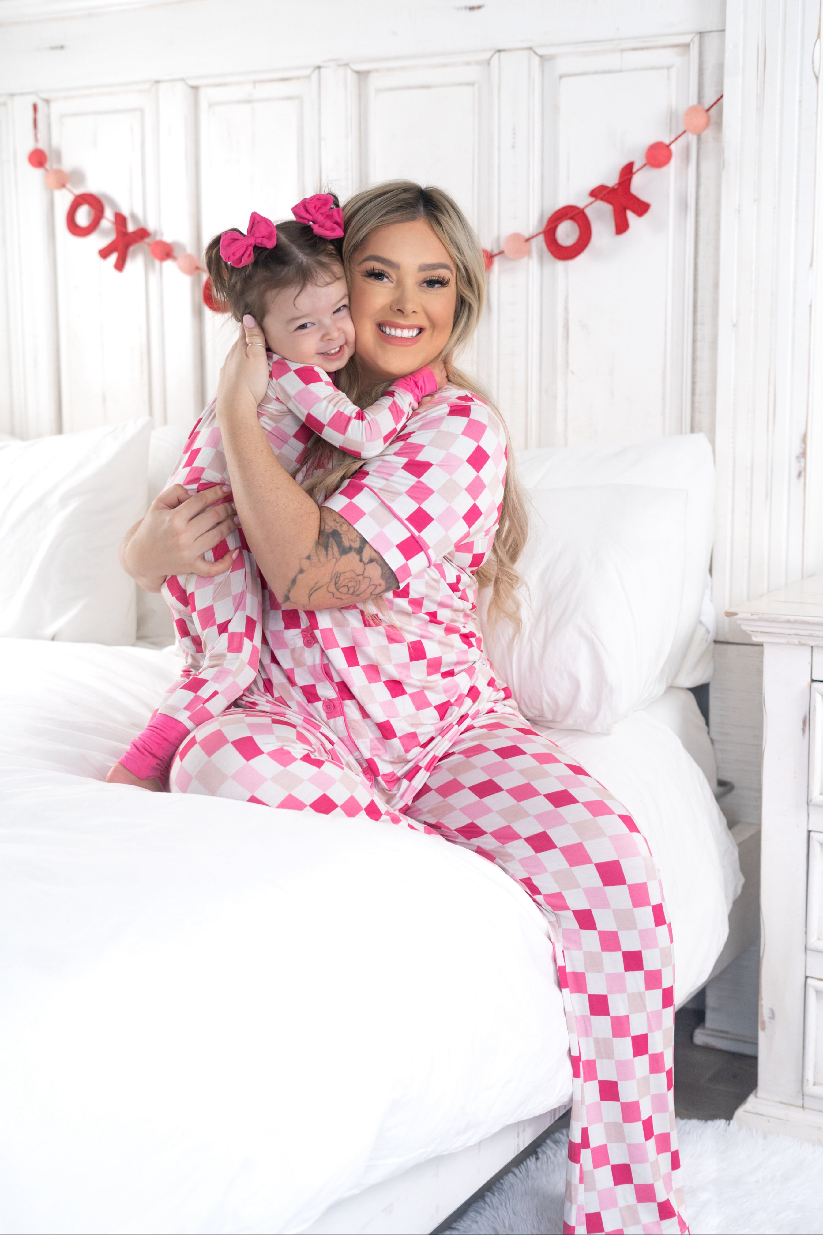 Dreamy Pink Checkers Women's Relaxed Flare Dream Set | Milk & Baby