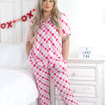 Dreamy Pink Checkers Women's Relaxed Flare Dream Set | Milk & Baby