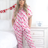 Dreamy Pink Checkers Women's Relaxed Flare Dream Set | Milk & Baby